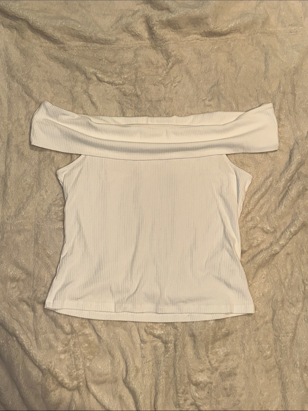 Old Navy White Ribbed Off-the-Shoulder Crop Top